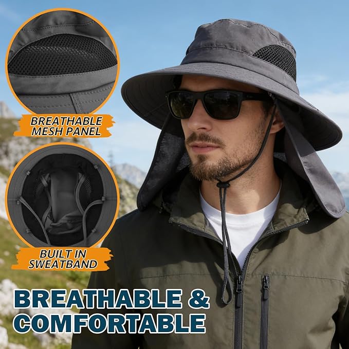 EINSKEY Wide Brim Sun Hat, UPF 50+ UV Protection Waterproof Packable Bucket Hat for Men & Women, Fishing Hiking Beach Garden