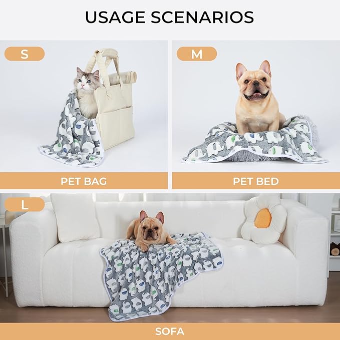 1 Pack 3 Blankets Super Soft Fluffy Premium Cute Elephant Pattern Pet Blanket Flannel Throw for Dog Puppy Cat Dark Grey Large(41x31 inch) | Fuzzy Flannel Small Pet Blanket Washable, Cute Elephant Print for Crate Car Bed. Puppy Essential,Cat Stuff Gifts...