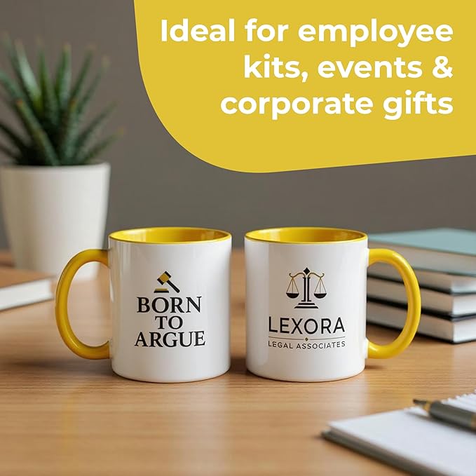Personalized Mug, Custom Ceramic Mug with Photo and Text, 11oz, Pack of 50, Glossy Coffee Cup, Perfect for Christmas, Secret Santa or as Holiday Gift for Family or Friends, White/Yellow