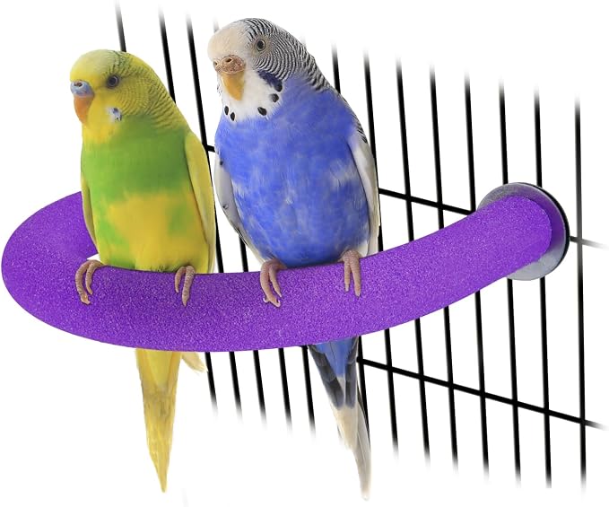 RYPET U-Shaped Parrot Perch, Quartz Bird Perch for Cage(Purple S) | Safe Chew & Rest Perch, Durable Non-Toxic Cage Accessory, for Parakeets Cockatiels Conures Macaws