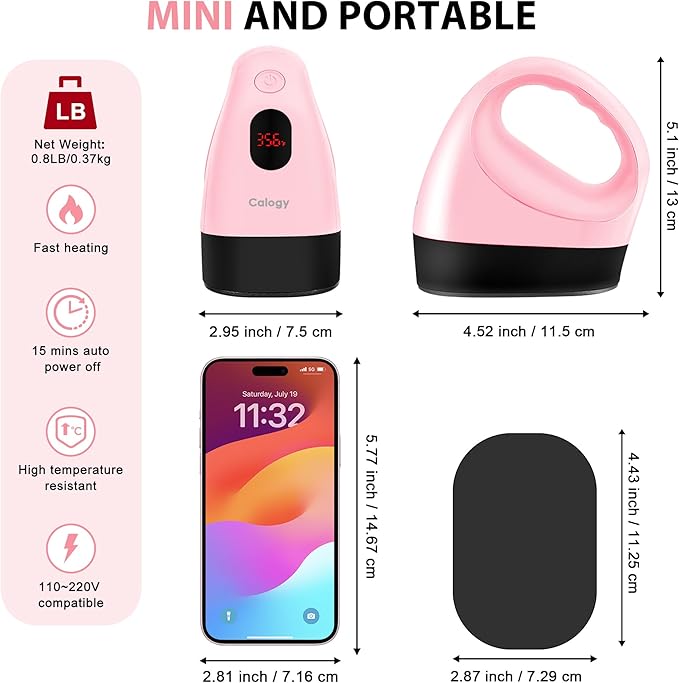 Calogy Mini Heat Press, Heat Transfer Machine, Constant Temp Control, Insulated Safety Base, Fits for Crafts, T-Shirt, Hat, Cap, Pillows (Cherry Pink)
