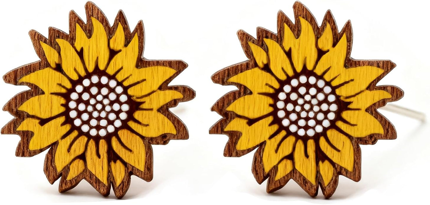 Wooden Stud Earrings for Women Hypoallergenic Jewelry Gifts for Women