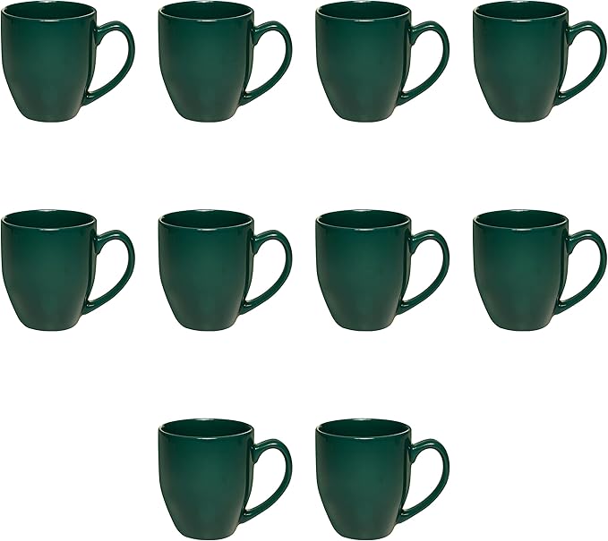 DISCOUNT PROMOS Large Coffee Cups 16 oz. Set of 10, Bulk Pack - Perfect for Tea, Espresso, Cappuccino, Hot Cocoa - Green