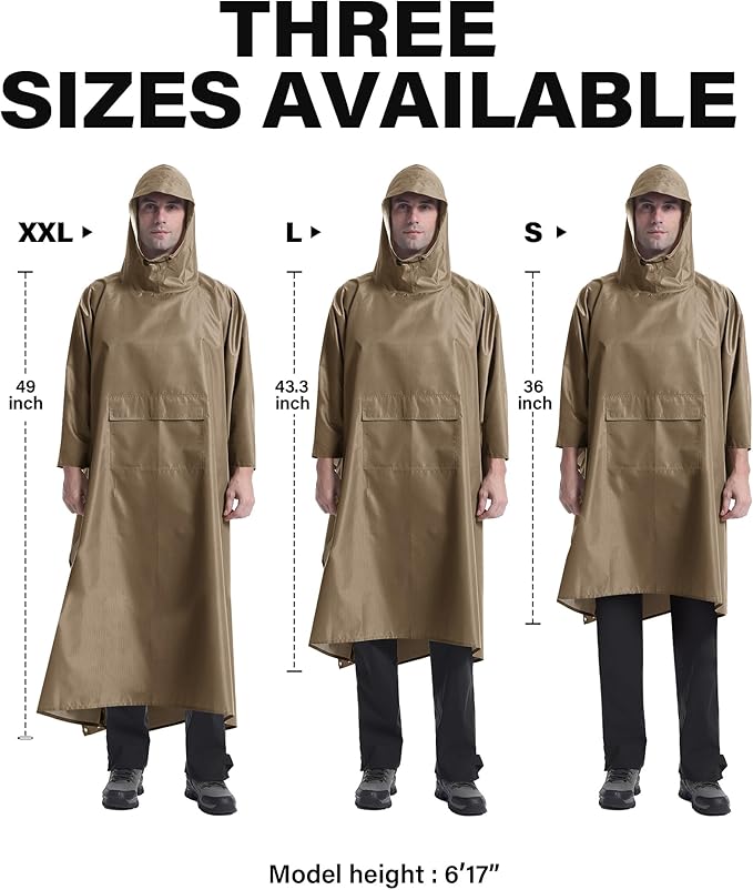 iCreek Hooded Rain Poncho Packable Unisex Raincoat Jacket with Pocket Waterproof Lightweight for Hiking, Camping, Outdoor