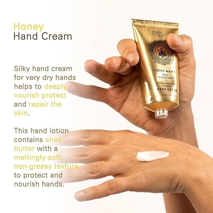 Panier des Sens Honey Hand Cream - Nourishing Shea Butter Hand Cream for Dry Cracked Hands 97% Natural Ingredients - Dermatologically Tested Hand Lotion for Woman Made in France, 2.5 fl oz