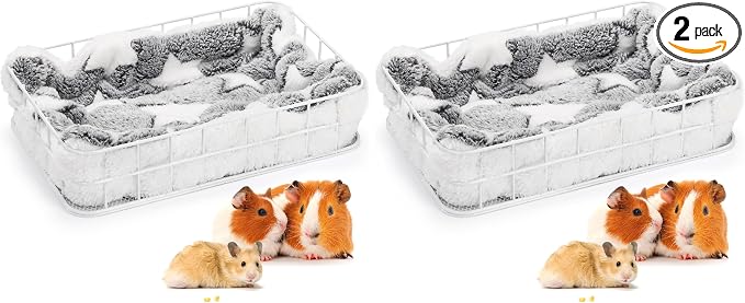 Rat Cage Platform, Hanging Guinea Pig Cage with Liner, Small Animals Platform Accessories, Animal Habitat Chinchilla Bed for Squirrel, Hamster, Parrot (Pack of 2)