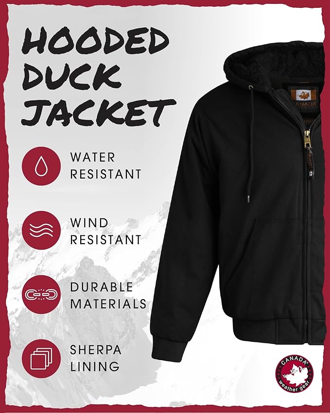 CANADA WEATHER GEAR Mens Winter Puffer Jacket - Heavyweight Insulated Ski Jacket Hooded Mens Coats Weather Resistant Coat