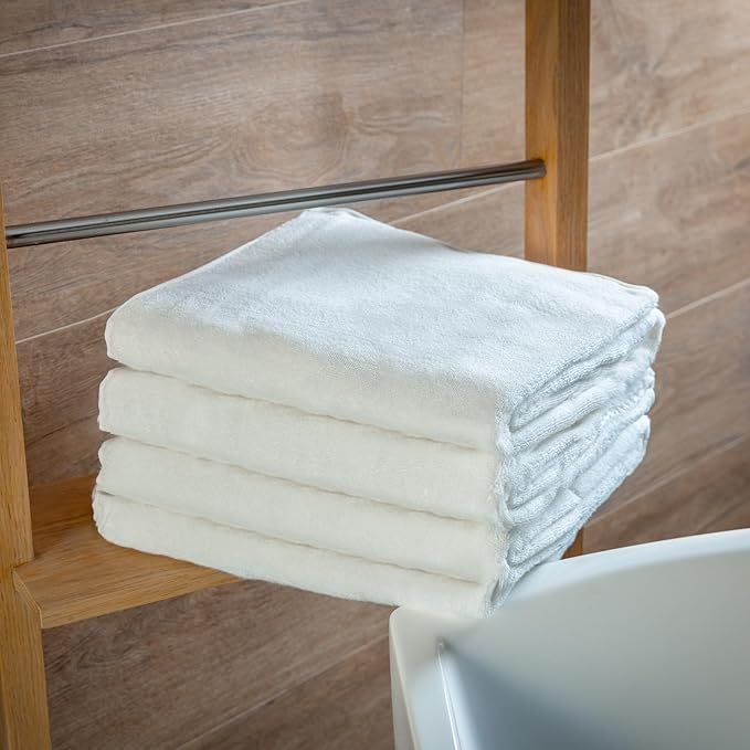 Luxury Bath Towels, 4 Pack - Ultra Plush, GOTS Organic Turkish Cotton - Extra Thick Towels - Ultra Absorbent and Extra Fluffy - for Bathroom, Spa, Hotel - White
