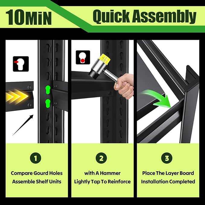 3000LBS Garage Shelving, Heavy Duty Garage Shelves, Adjustable Metal Shelving Unit, Easy Assembly Garage Storage Shelves, Storage Rack Shelf for Garage, Basement, 72" H x 39.3" W x 14" D