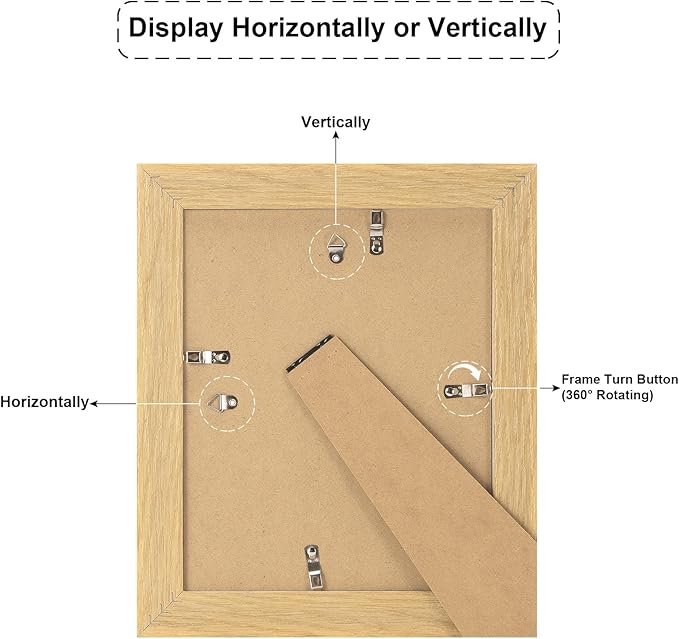 8x10 Picture Frame Display Double 4X6 Picture Frame Collage,Multi Photo Frame with Mat,Plexiglass,Wall or Tabletop Decor,NaturalWood Grain