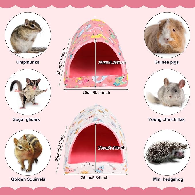 UPINS 2 Pack Guinea Pig Bed, Guinea Pig Hideout | Washable Small Animal House Cage Accessories,for Dwarf Rabbits Chinchillas Hamsters Hedgehogs Ferrets