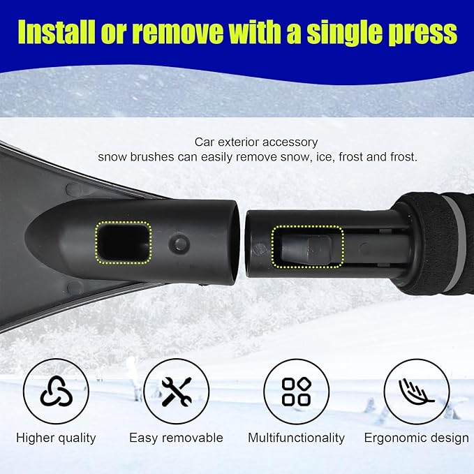 24 Inch Car Snow Scraper and Brush, Detachable Scratch Free Ice Scraper with Ergonomic Foam Grip, Universal Winter Snow Removal Tool for Car Windshield Window (Black)