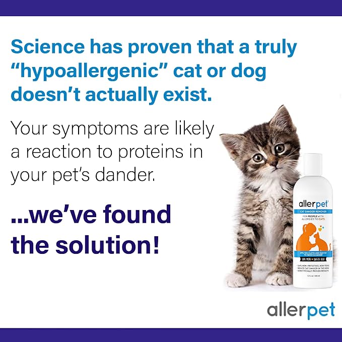Allerpet Cat Dander Remover, Aloe-Free Pet Allergy Relief Made in USA 12 oz