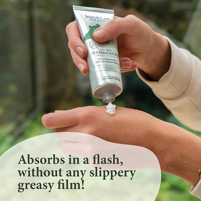 Jean & Len Hand Soap Rosemary & Ginger, with Hand Cream, liquid soap in dispenser gently cleanses hands, hand cream nourishes intensively, paraben free, Soap 8.4 Fl. Oz. + Hand Cream 2.54 Fl. Oz.