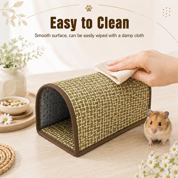 Summer Mat Guinea Pig Hideout – Cool Small Animal Bed with Hamster Bed Tunnel Design, Washable House Cage Accessories for Hamster, Chinchillas, Mice, Hedgehogs, Ferrets, Rats