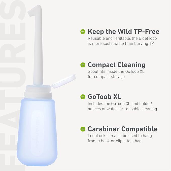 humangear BidetToob - Portable Travel Bidet, Detachable Spout Fits Inside Silicone GoToob XL, BPA-Free, PC-Free, 6 fl oz
