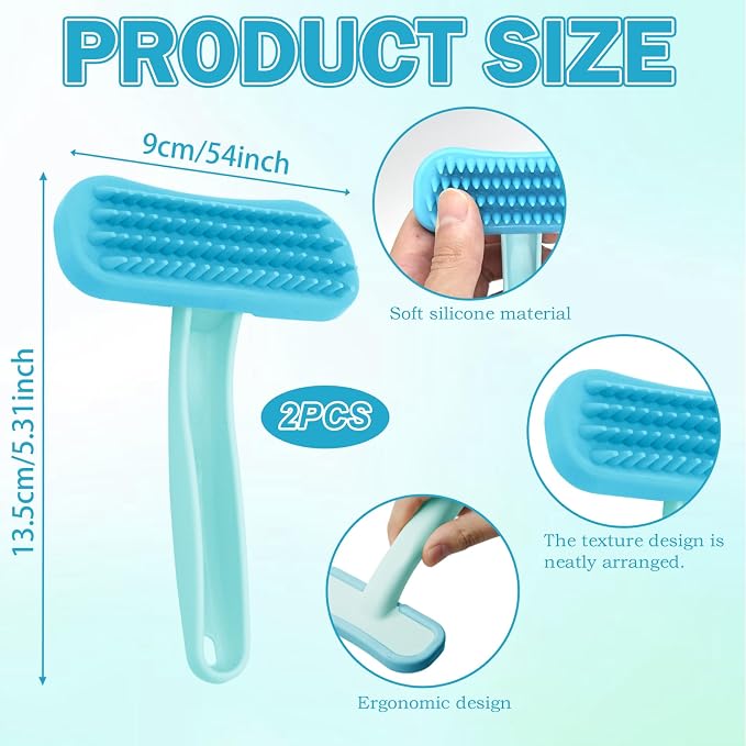 2Pcs Rabbit Bunny Soft Brush, Practical Brush for Rabbits Grooming, Soft Silicone Small Animal Massage Comb, Bunny Grooming Kit Supplies Suitable for Cats Puppies & Other Pets(Blue)
