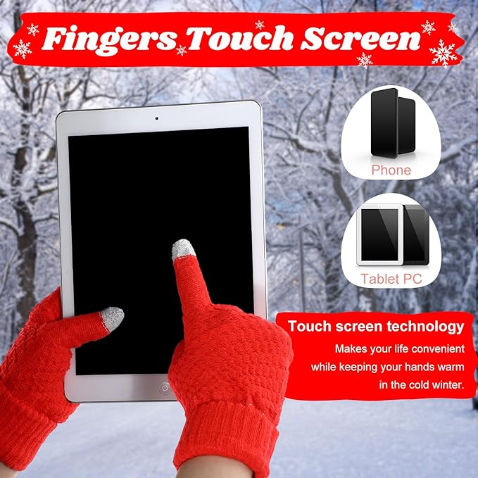 JenPen 4 Pcs Winter Hat Scarf and Gloves Set for Women Include Ear Cover Cold Weather Scarf Hat Knit Beanie Gloves