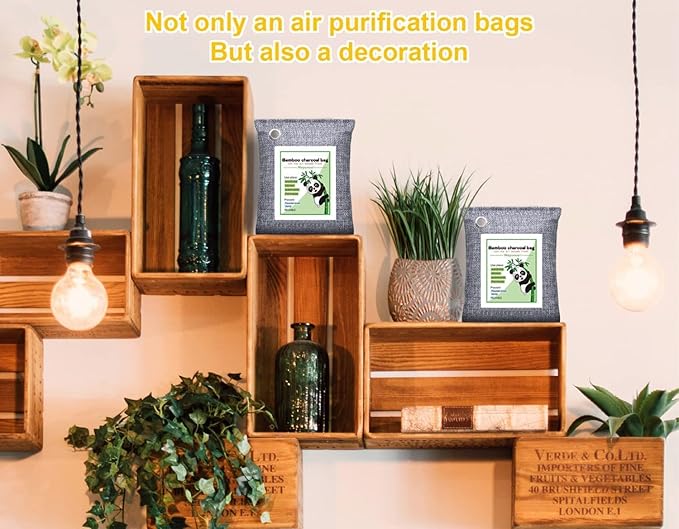 Activated Charcoal Odor Absorber for Strong Odor in Basement, Cars, Closets, Shoes. 3 Pack Bamboo Charcoal Air Purifying Bags Deodorizer Odor Eliminator for Home
