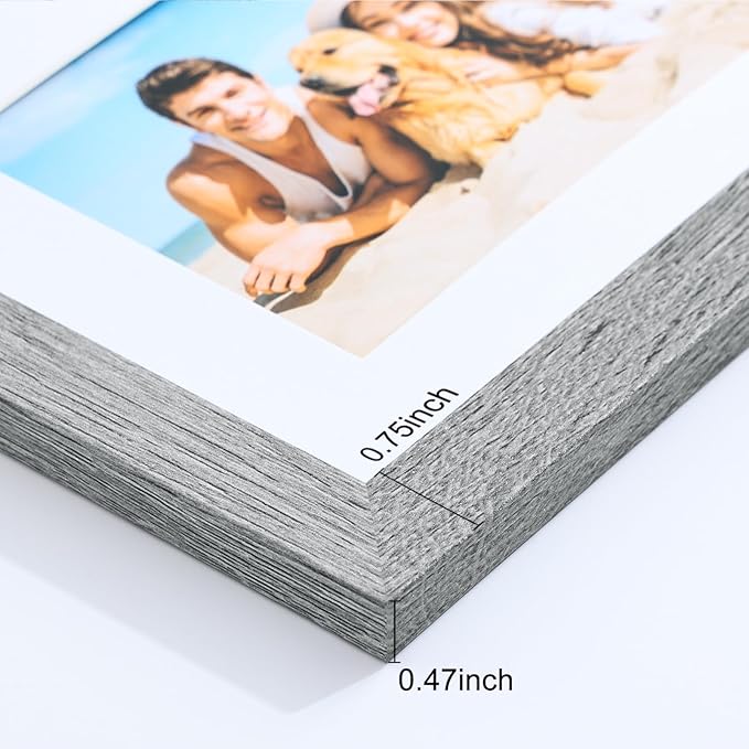 Vittanly 8x10 Collage Picture Frame, Displays 2Pcs 4x6 Pictures with Mat or 1Pcs 8x10 without Mat, Photo Frame for Wall Mounting or Table Top with Stand, Grey, 1 Pack