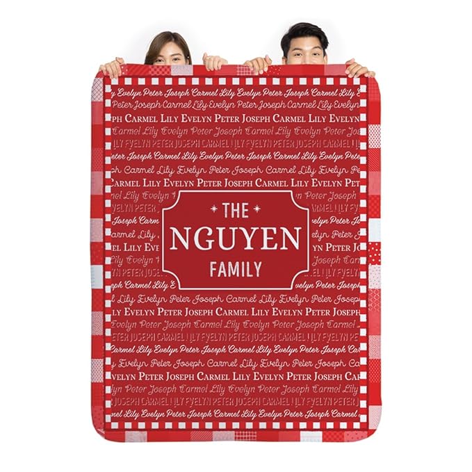 I See Me! Personalized Sherpa Throw Blanket - Polyester/Sherpa - 50 x 60 inches - Red - Letter Print - Grandma's Family Name & Up to 20 Names
