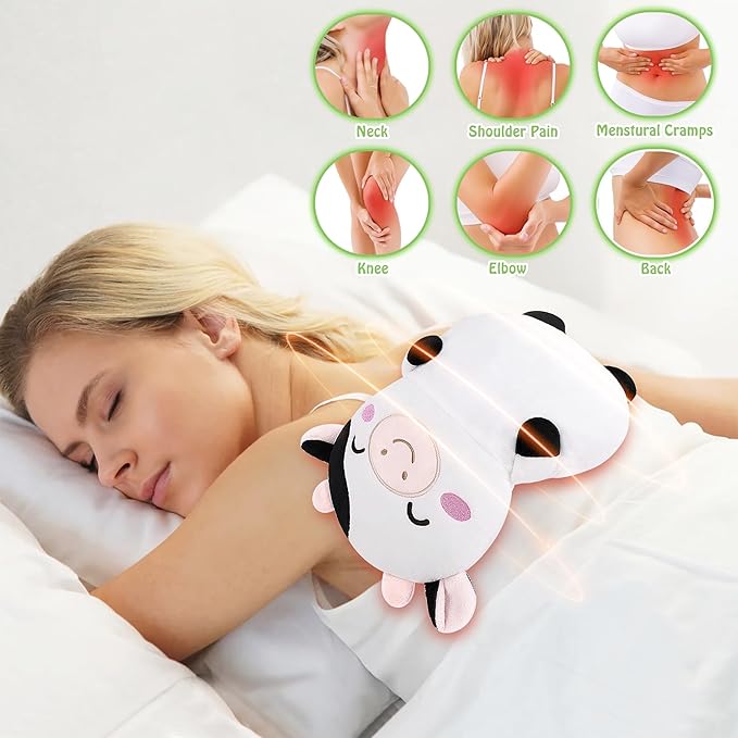 Cow Microwavable Heating Pad for Cramps & Period Pain Relief,Cute Animal Microwave Heating Pad for Kids Women with Lavender Scented,Heated Pad for Neck Knee Pain,Warmer Pad for Birthday Mother's Day
