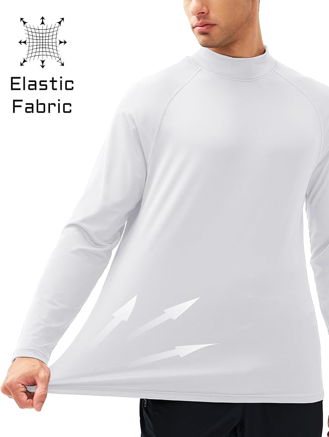 MAGCOMSEN Men's Thermal Shirt Mock Turtle Neck, Fleece Lined Long Sleeve Undershirts, Athletic Warm Base Layer Winter Top