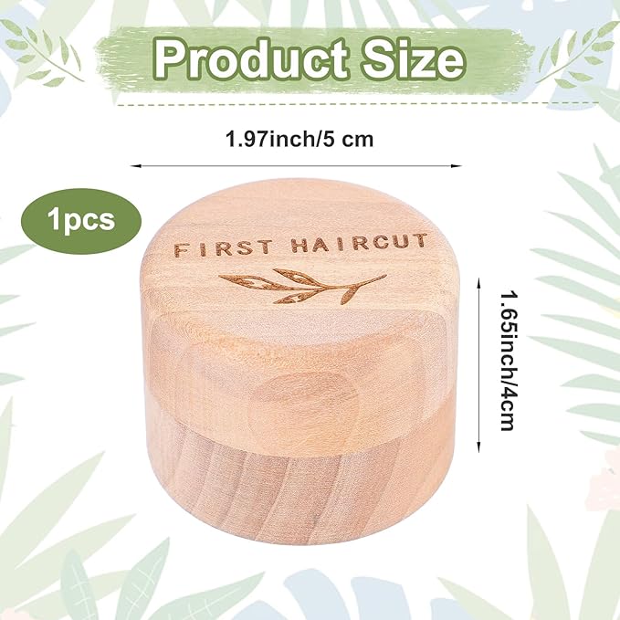 Memorial Box Engraved Wooden Round Newborn Wood Case Baby Keepsake Tooth Box Fetal Hair Memorial Storage Container Carved Baby Fetal Hair Case for Babys Shower Pregnancy Christen Gift