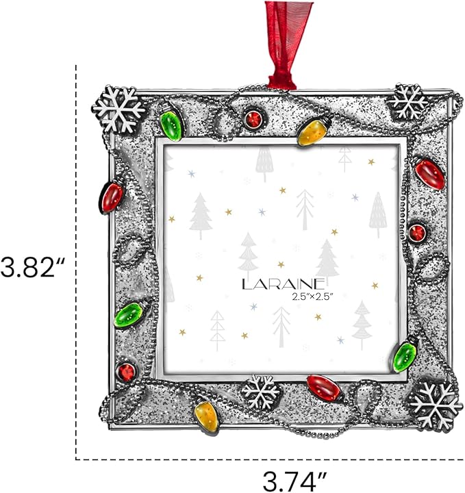 LARAINE Picture Photo Frame Christmas Metal 2025 Christmas High Definition Glass Display Pictures for Tabletop Home Decorative Holiday Gift (Silver, 2.5)