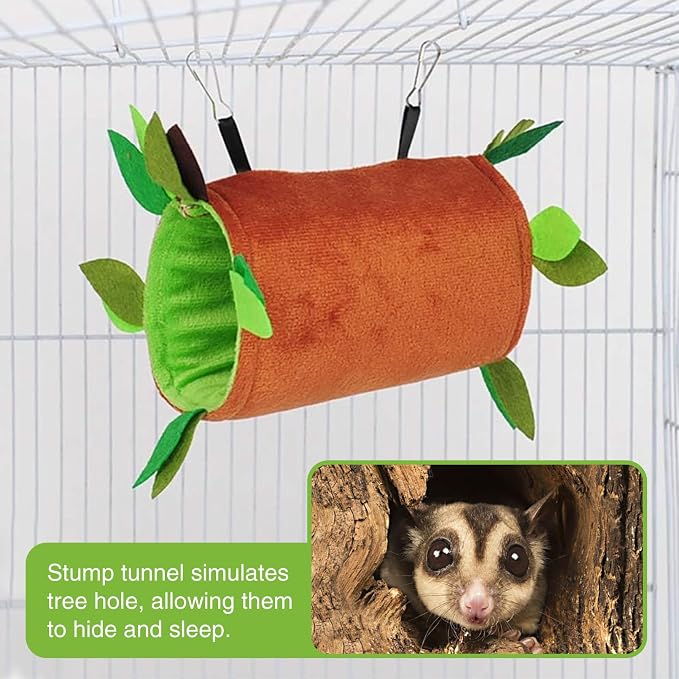 Hamiledyi 5PCS Hamster Hammock Sugar Glider Hammock Set Sugar Glider Cage Accessories Toys Small Animals Hanging Bed Hideout Tunnel Swing Rodent Iqammocking for Small Hamster Rat Gerbil