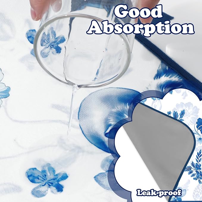 JarThenaAMCS 3 Packs Guinea Pig Pee Pads 24" x 47" Reusable Guinea Pig Pee Mat Watercolor Blue Flower Washable Small Animal Cage Liner for Rabbit Hamster Chinchilla Ferret Rat