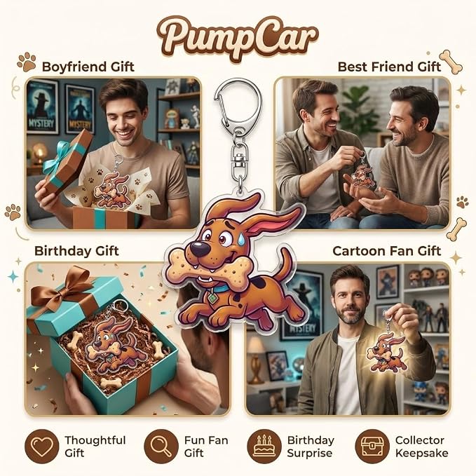 PumpCar Acrylic Keychain Double-Sided Charm Key Ring with Metal Clip Backpack Charm Bag and Car Key Accessory Collectible