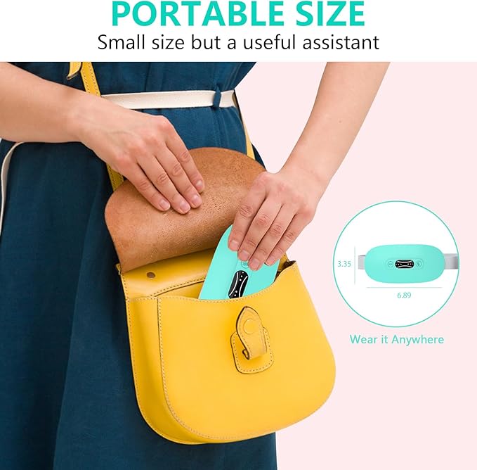 LISACOOL Portable Ccordless Heating Pad for Period Cramps Electric Waist Belt Device Portable Heatings Pad with 3 Heat Levels and 3 Massage Modes Birthday Gifts for Women and Girls (Sky_Blue)