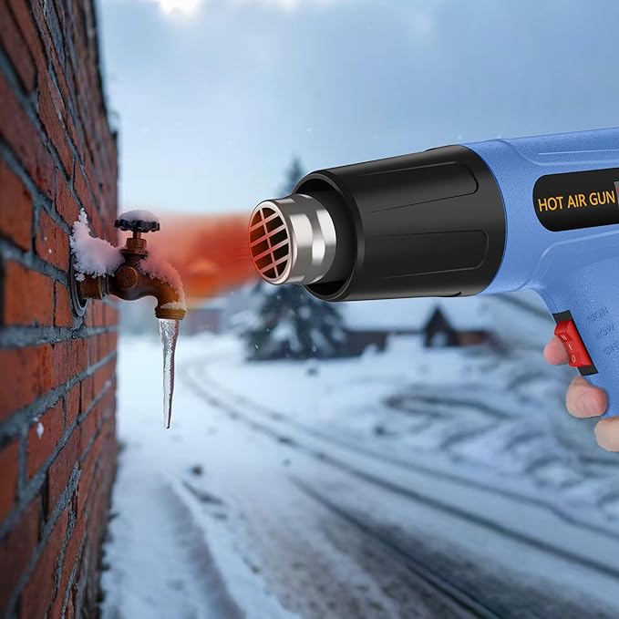 Side Digital Display Heat Gun, Quick heating Heat Gun' set, Variable Temperature control 122 ℉~1202 ℉ Overheat protection, With 4 Nozzles, Suitable for Heat shrink tubing and PVC softening