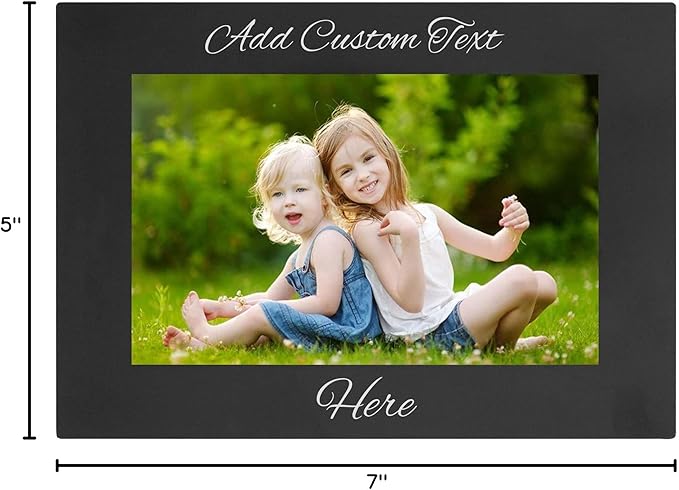 Personalized Add Your Custom Text Engraved Anodized Aluminum Hanging/Tabletop Personlized Group Family Photo Picture Frame 5x7-inch Horizontal Black