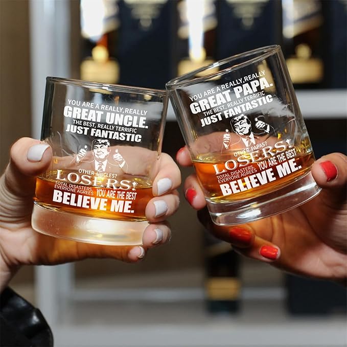 Papa Whisky Glass Birthday Gifts for Papa from Grandkids 11Oz Old Fashioned Whisky Glasses for Papas Christmas Fathers Day Drinking Glass Present