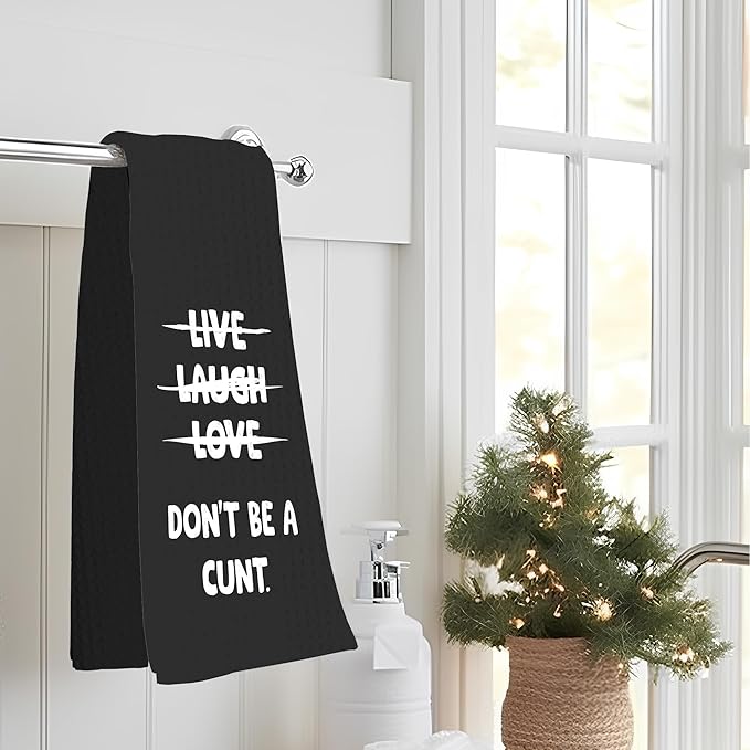 Black Funny Kitchen Towels, Funny Hand Towel for Bathroom Decor, Dont Be A Cunt, Adults Humor Gifts for Women, 16x24 Inch