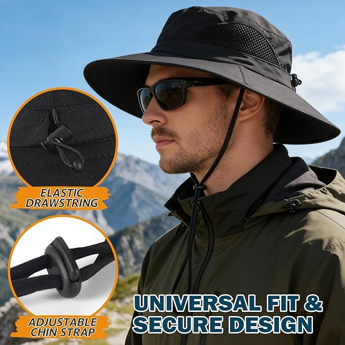 EINSKEY Wide Brim Sun Hat, UPF 50+ UV Protection Waterproof Packable Bucket Hat for Men & Women, Fishing Hiking Beach Garden