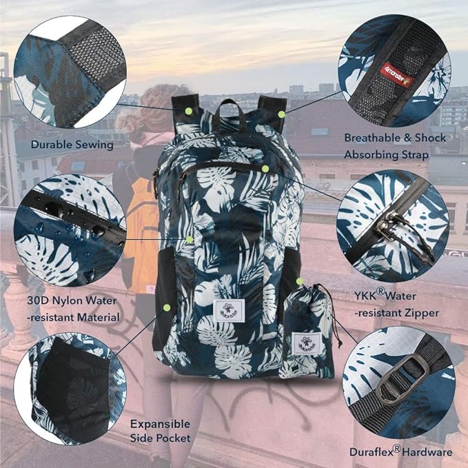 4Monster Hiking Daypack,Water Resistant Lightweight Packable Backpack for Travel Camping Outdoor