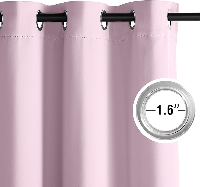 NICETOWN Room Darkening Draperies Curtains Panels, 2 Panels Baby Pink W52 x L84