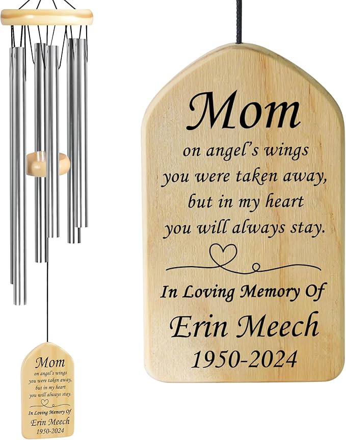Personalized Memorial Wind Chimes | Loss of Mom | Sympathy Gifts for Loss of Mother | Condolence Bereavement Gifts in Memory of Mom