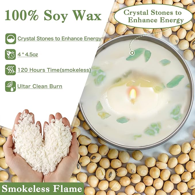 Gisly 4 Pack Sage Candles for Cleansing House Energy, Pure White Sage Candle Housewarming Gifts, 120 Hour Long Lasting Natural Soy Wax Aromatherapy Candles, Scented Candle Gift Set for Women