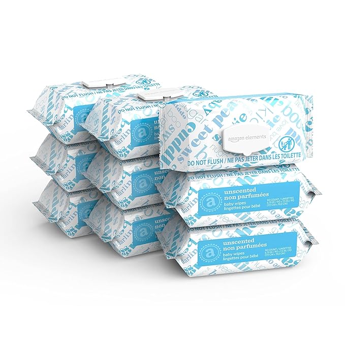 Amazon Elements Baby Wipes, Fragrance Free, Full Pallet, 42120 Count (468 Packs of 90)