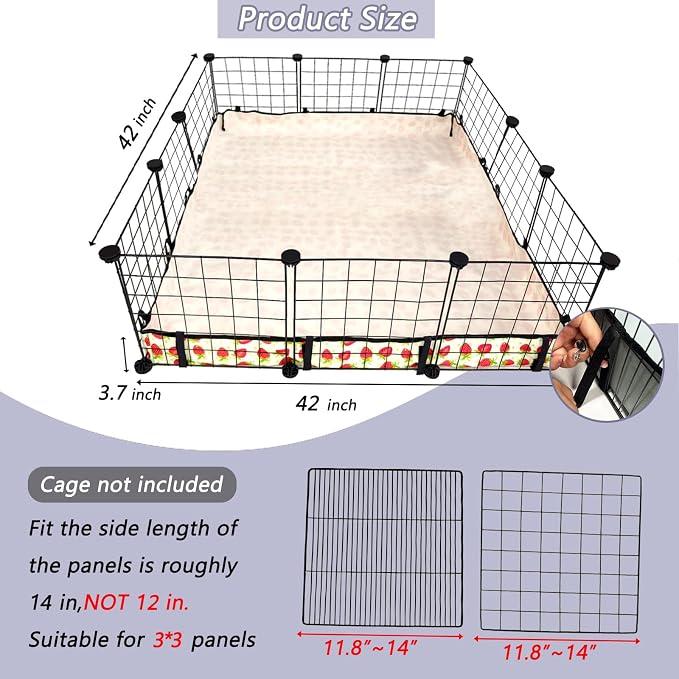 Guinea Pig Cage Liner，Washable Waterproof Oxford Cloth Cage Liners for Small Animals,Hamster Chinchilla Hedgehog Rabbit and Other Small Animals Not Include Cage(42x42 inches)