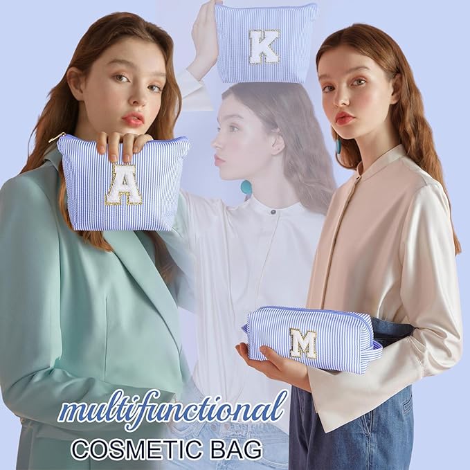 YOOLIFE Personalized Gifts for Women, Initial Make Up Bag Cosmetic Bag Makeup Pouch Cute Makeup Bag Gift for Wife Girlfriend Sister Gifts Bride Wedding Gifts for Women Her Best Friend Birthday Gifts W