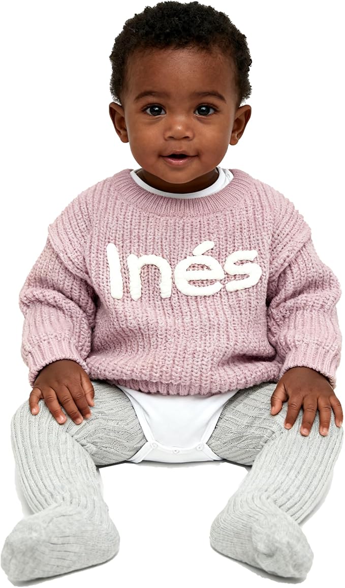 Personalized Knit Baby Boy Girl Sweater with Name Custom Pullover Sweatshirt Custom Baby Gifts