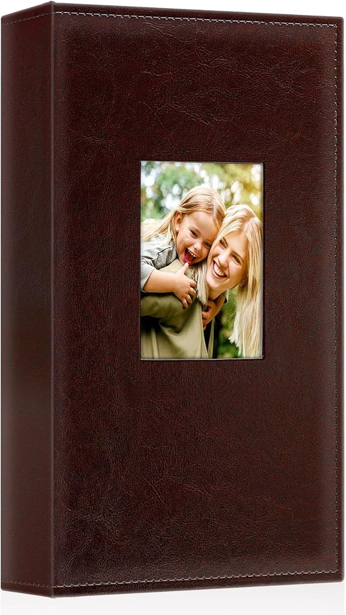 Ywlake Photo Album 4x6 300 Pockets, Leather Photo Albums Holds 300 Horizontal Only Pictures Brown