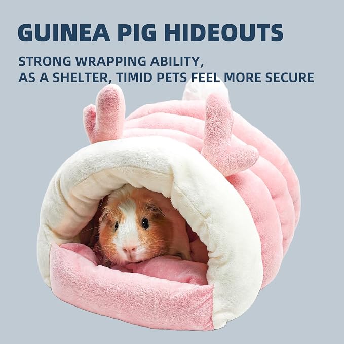 Guinea Pig Hideout, Warm Bed for Guinea Pig,Rabbits, Chinchillas, Guinea Pig Bed, Cozy Small Animal Winter Shelter (Pink, Medium)