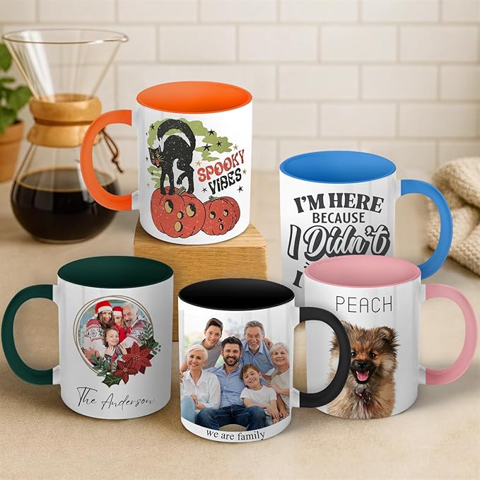 Custom Coffee Mug with Logo Text Photo Personalized Ceramic Mug 11oz Coffee Mug, Customized Gift for Men & Women Birthday Wedding Anniversary Halloween Christmas