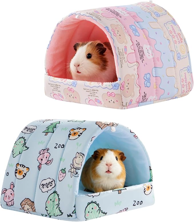 2 PCS Guinea Pig Hideout Guinea Pig House,Washable Hamster House Small Animal Cage Accessories for Mouse Chinchillas Hamsters Hedgehogs Ferrets Bearded Dragons and Rats